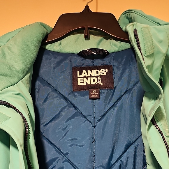 Lands' End Women's Stadium Squall Coat- Aqua. Size 2x 20w-22w. Wind/water Proof. - Picture 3 of 9